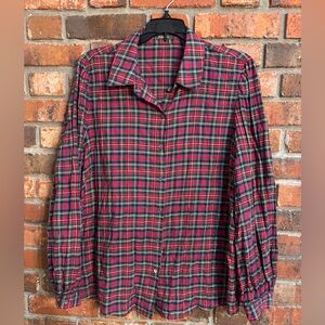 J. McLaughlin womens Jewel plaid button up shirt red L